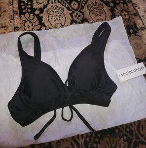 Classic Black Tie-Front Bikini Top